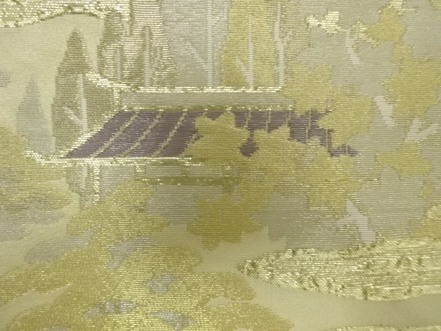  アンティーク　屋敷風景模様織り出し袋帯（材料）